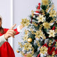 12Pcs Christmas Glitter Poinsettia Artificial Flower with Clip and Stem