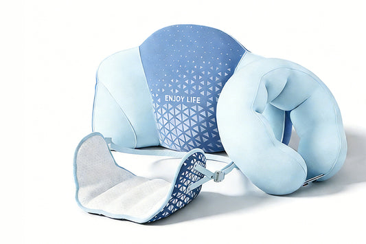 Set of 3pcs Travel Self-Inflating Neck Pillow Lumbar Support Pillow Hanging Footrest
