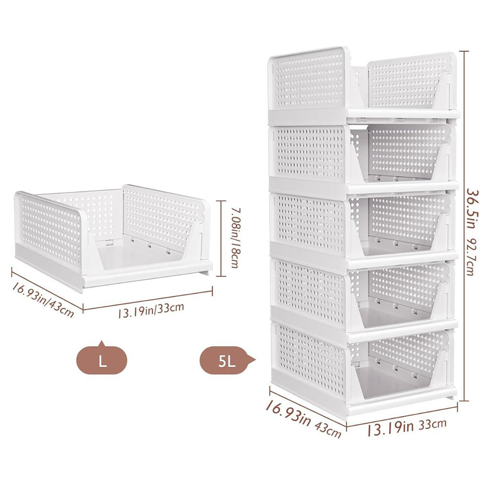 Stackable Plastic Storage Basket Foldable Closet Organizer Clothes Storage Drawer