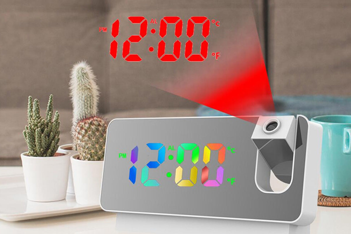 LED Digital Smart Alarm Clock with Projection Temperature Time LCD Display