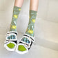 4 Pairs Women Novelty Crew Socks