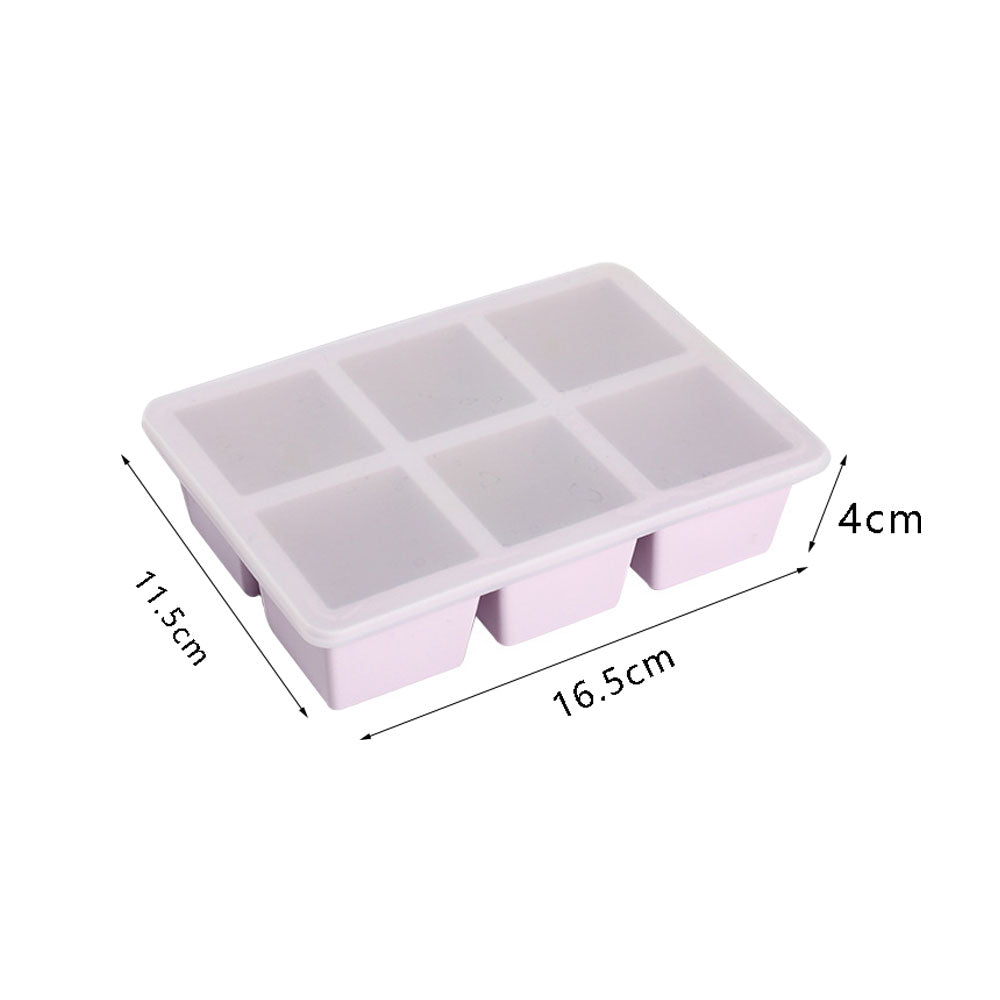 2Pcs 6-Grid Silicone Ice Cube Tray Large Square Ice Cube Mold