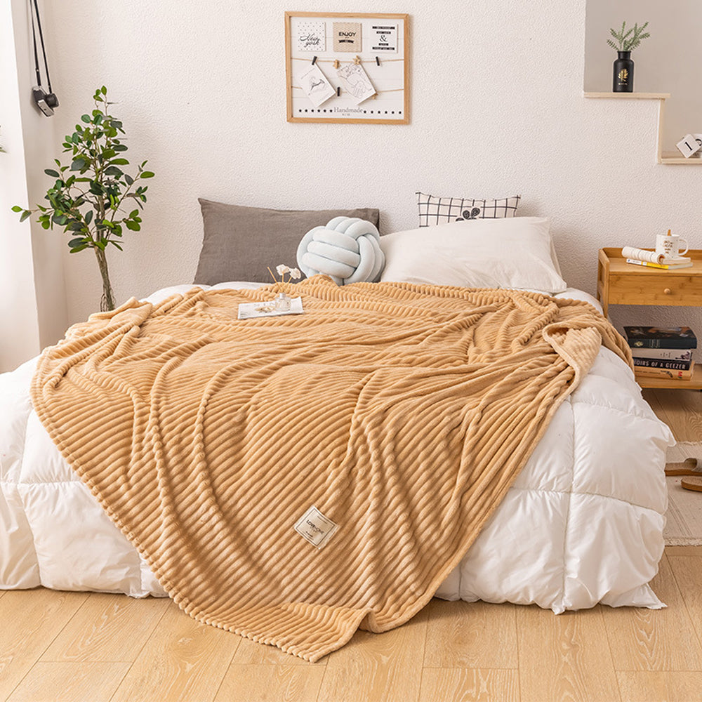 Solid Soft Flannel Plush Throw Sofa Bedding Blanket