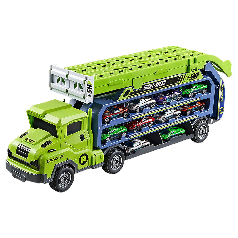 Carrier Truck Transport Car Toys Foldable 3 Layer Car Race Track Toys With 6 Toy Cars