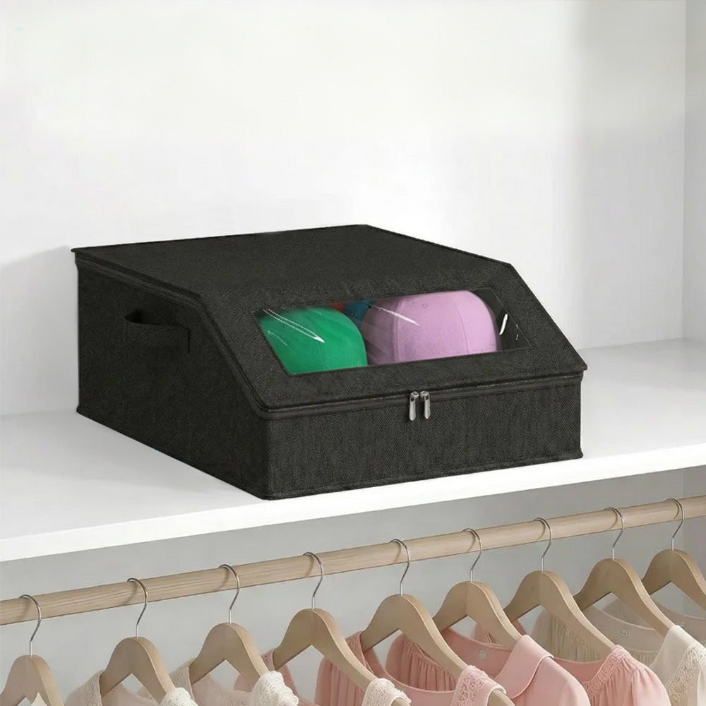 Large Capacity Hat Organizer Box Holds 30 Hats for Baseball Cap Wide Brim Cap