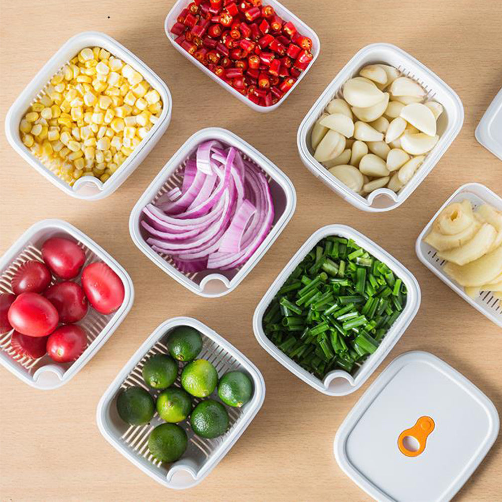 Food Storage Drain Containers with Lids and Ventilation Holes