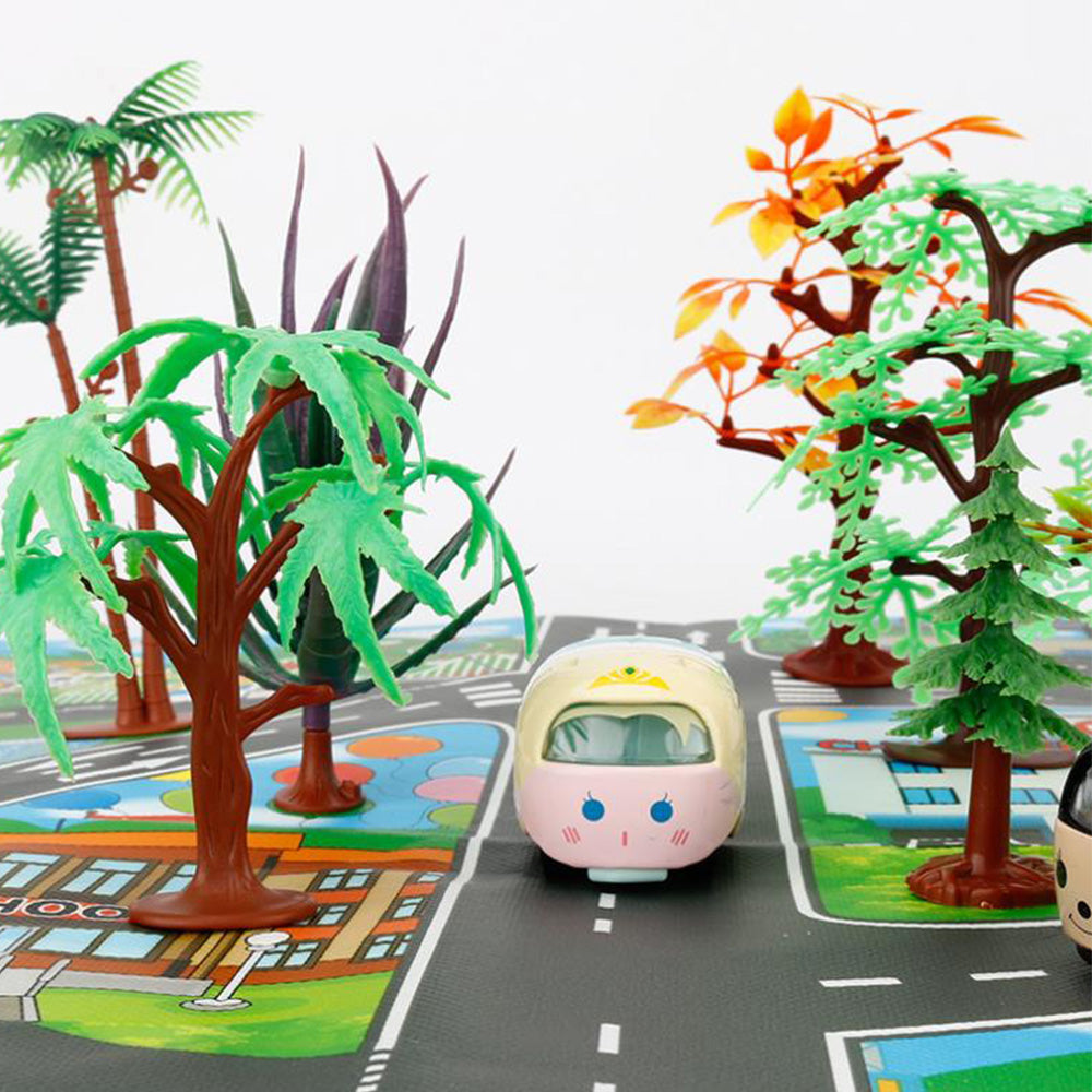 Floor Play Mat Rug Traffic Road Signs Car Track City Carpet Toy with 10 Trees