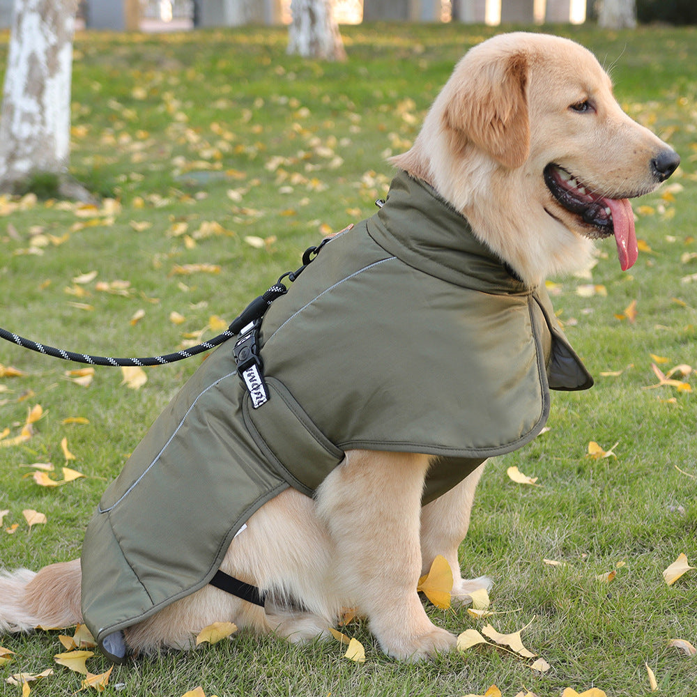 Waterproof Dog Jacket Winter Coat with Buckle and Reflective Strips-Green
