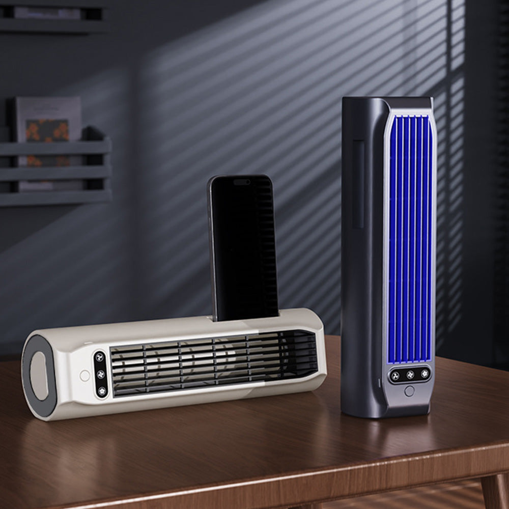 USB Rechargeable Bladeless Tower Fan For Wall Floor And Desk Use