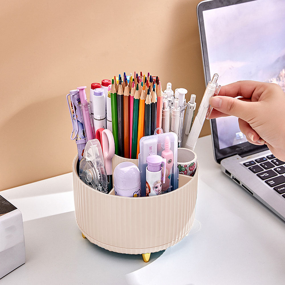 360 Degree Rotating Desk Pen Organizer with 5 Compartments
