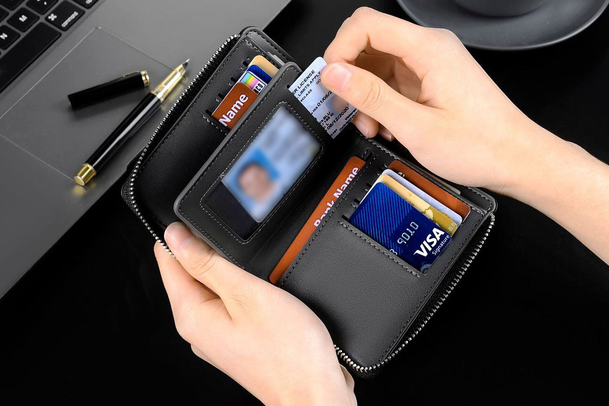 RFID Blocking PU Wallet Anti-theft Cash Credit Card Holder ID Purse