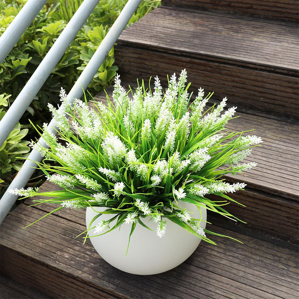 16Pcs Artificial Plants Outdoor Fake Lavender Realistic Plastic Faux Plants for Balcony Patio