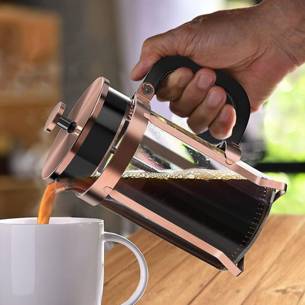 French Press Coffee Maker Borosilicate Glass Stainless Steel Brewer Cold Brew Cafetera