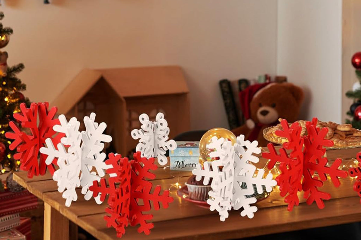 8Pcs 3D Wooden Snowflake Table Decor Christmas Winter Wonderland Centerpiece