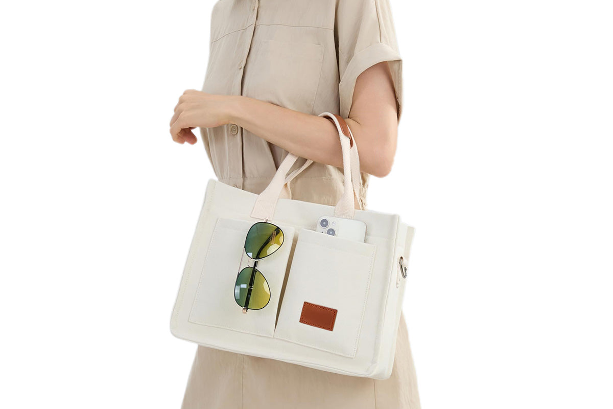 Tote Bag for Women With Compartments Canvas Crossbody Bags for Laptop Book