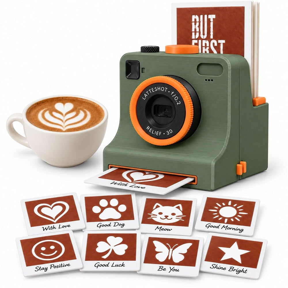 Retro Camera-Shaped Coffee Latte Art Stencil Tool for Home Cafe Barista Gift-Style 2