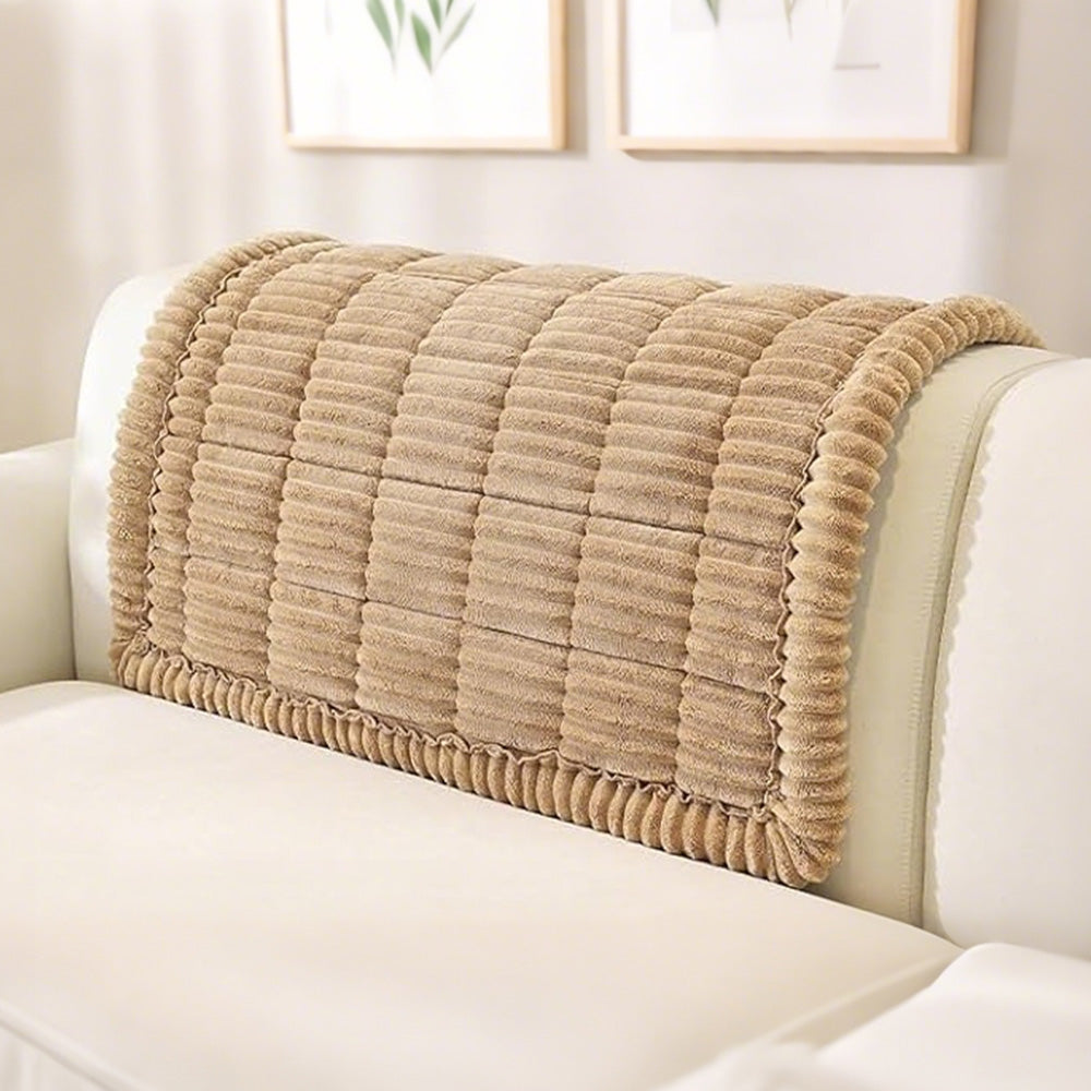 Sofa Armrest Cover Winter Thick Flannel Armchair Pad