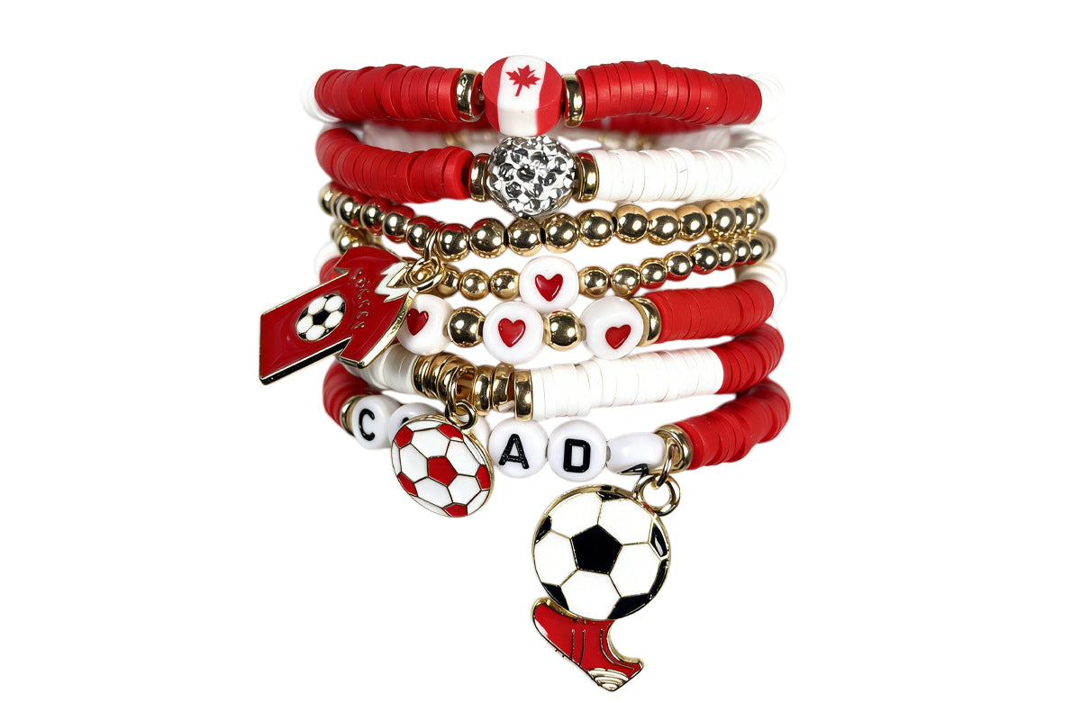 Colorful Soft Clay Football World Cup Bracelets Set for Aldults Soccer Fans