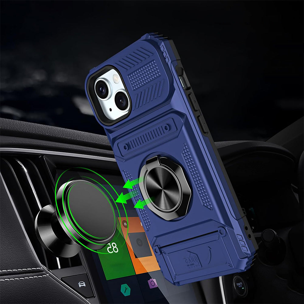 Wallet Card Slot Shockproof Protective Case for iPhone 17 and 18 Series-Blue