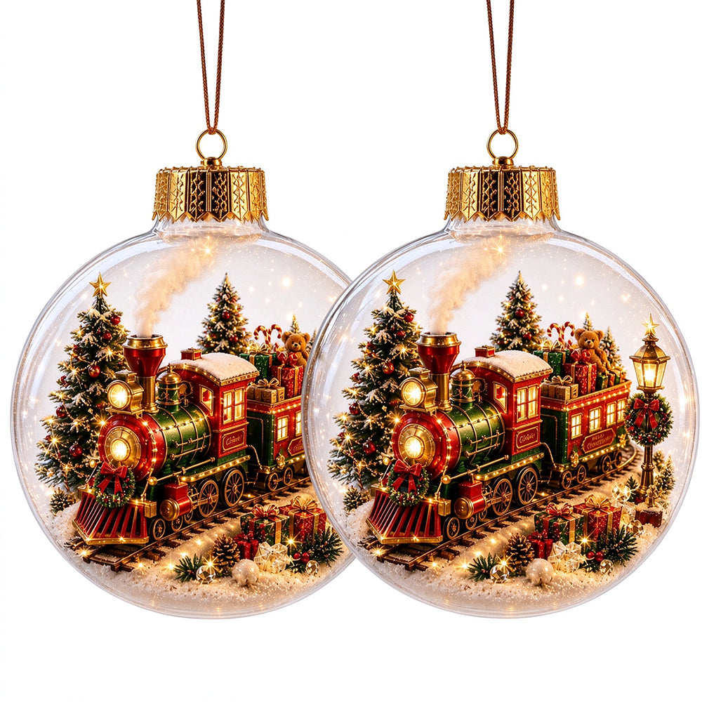 2 Pack 8cm Clear Plastic Fillable Christmas Ball Ornaments