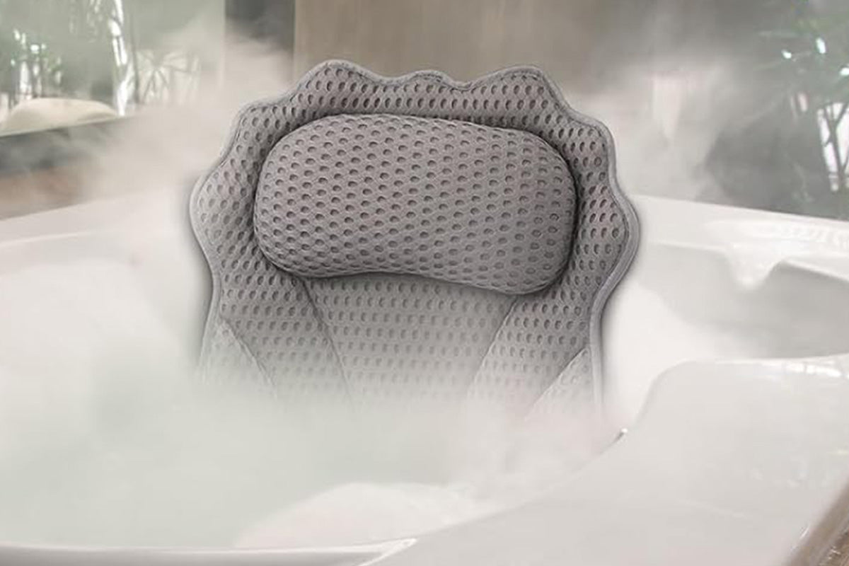 Bath Pillow with Headrest and 6 Suction Cups for Tub Support and Relaxation