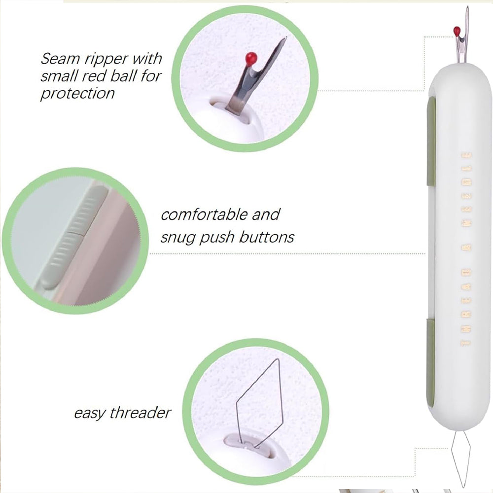 2Pcs 2-in-1 Needle Threader Seam Remover Sewing Ripper Tool
