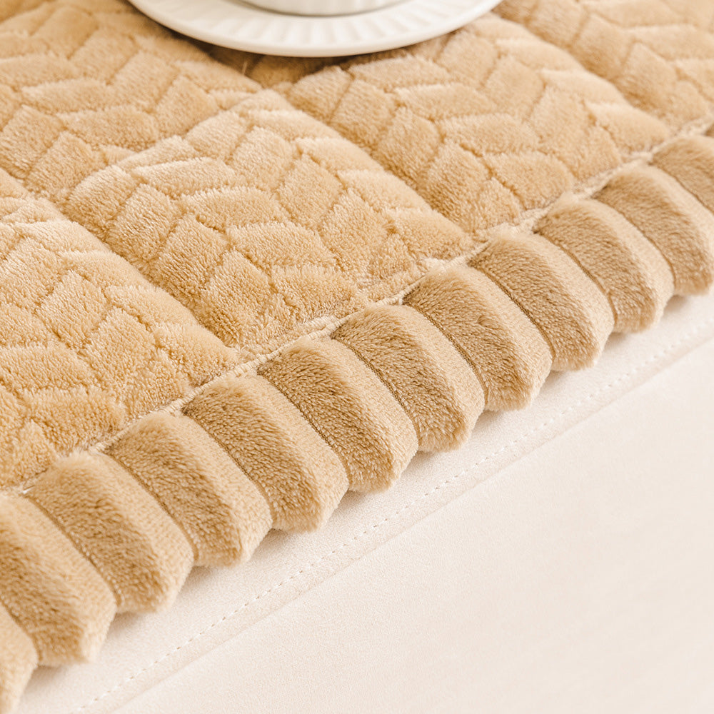 Thick Plush Pet Sofa Cover Non Slip Couch Protector Corduroy Mat-Khaki