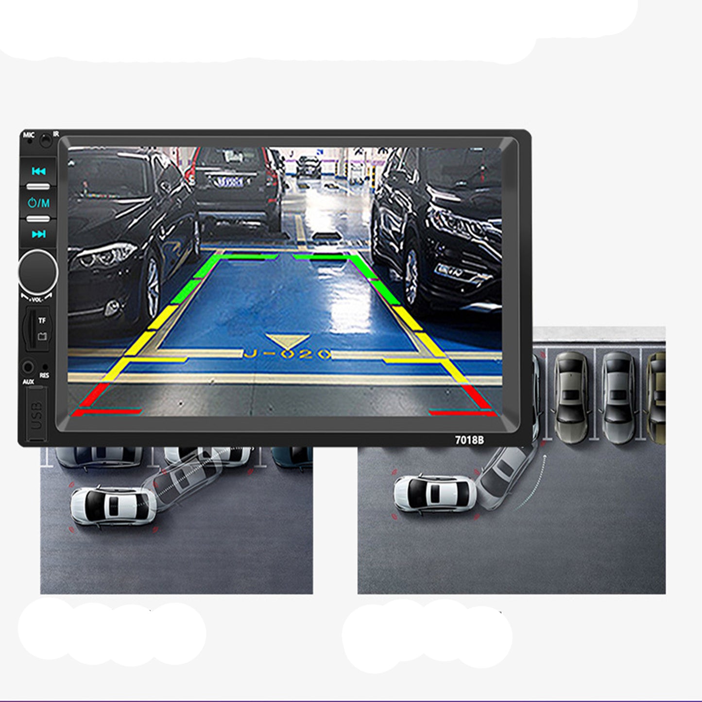 7-inch Touch Screen Bluetooth Double din Car Stereo Radio Compatible with Carplay/Android with Rear View Camera Remote