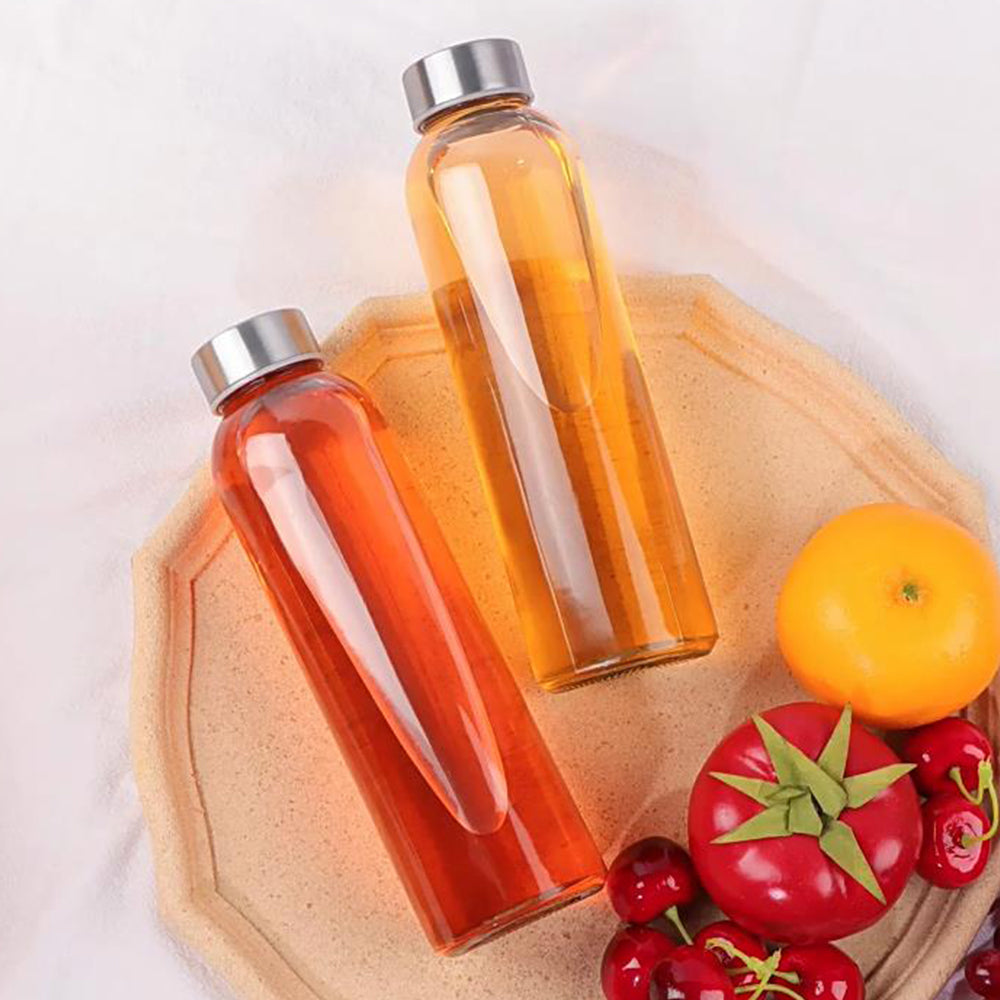 6Pcs 500ml Glass Sports Water Bottle Set with Cord