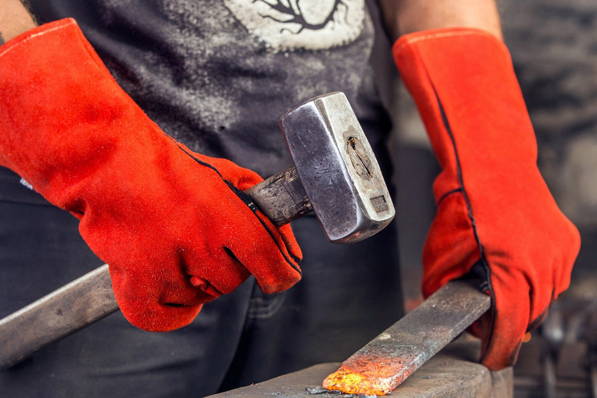 Double Layer Leather Welding Gloves Heat Resistant Fireproof Safety Gloves