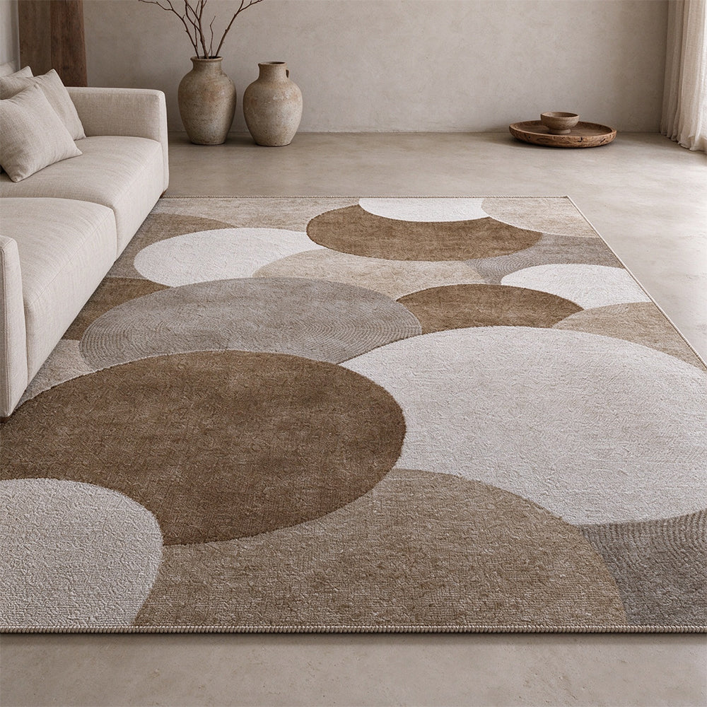 Short Plush Living Room Area Rug with Slip Resistant Dotted Backing-Style 1