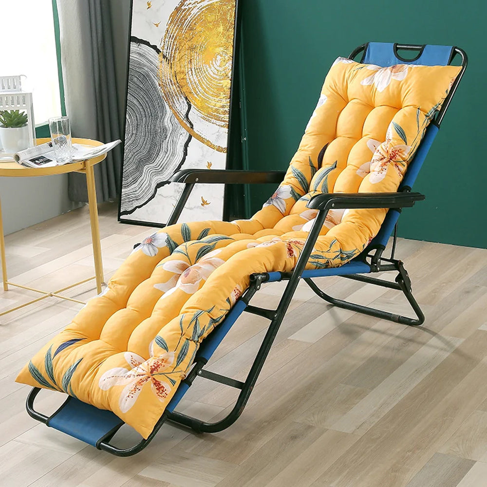 Floral Printed Lounger Chair Cushion with Anti-slip Ties