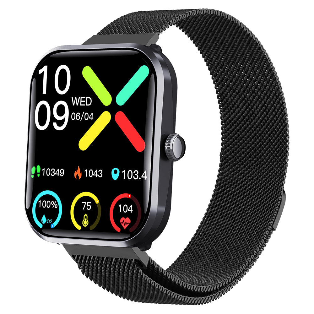 Water-Resistant Bluetooth Smart Watch for Android iOS with Stainless Steel Watch Strap