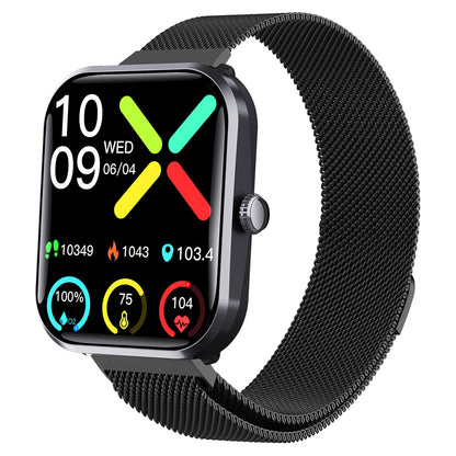 Water-Resistant Bluetooth Smart Watch for Android iOS with Stainless Steel Watch Strap