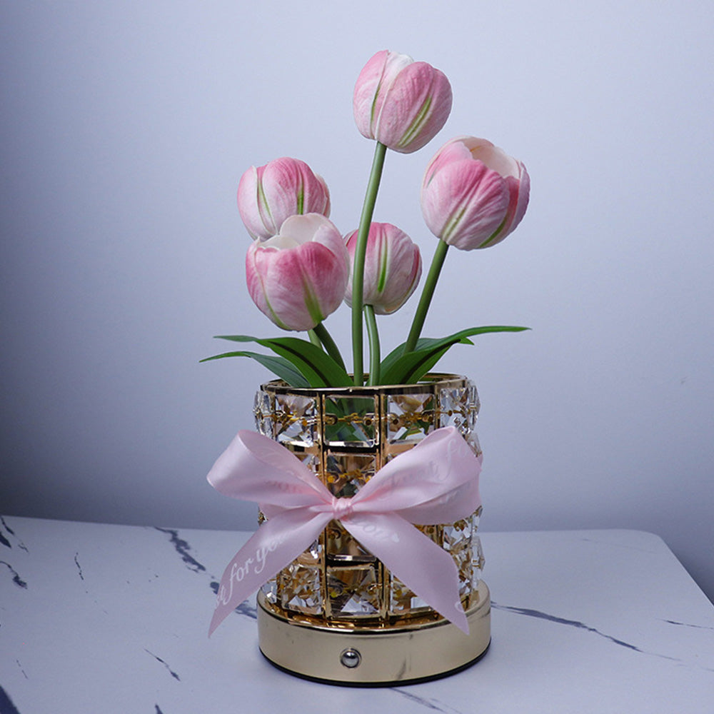 Tulip Flower Lamp Valentine Day Gifts 3 Color Dimming Night Light