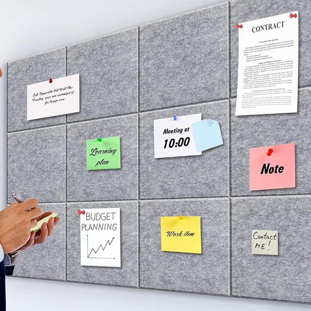 12Pcs Large Felt Bulletin Board Cork Boards for Walls Office Classroom Pin Board