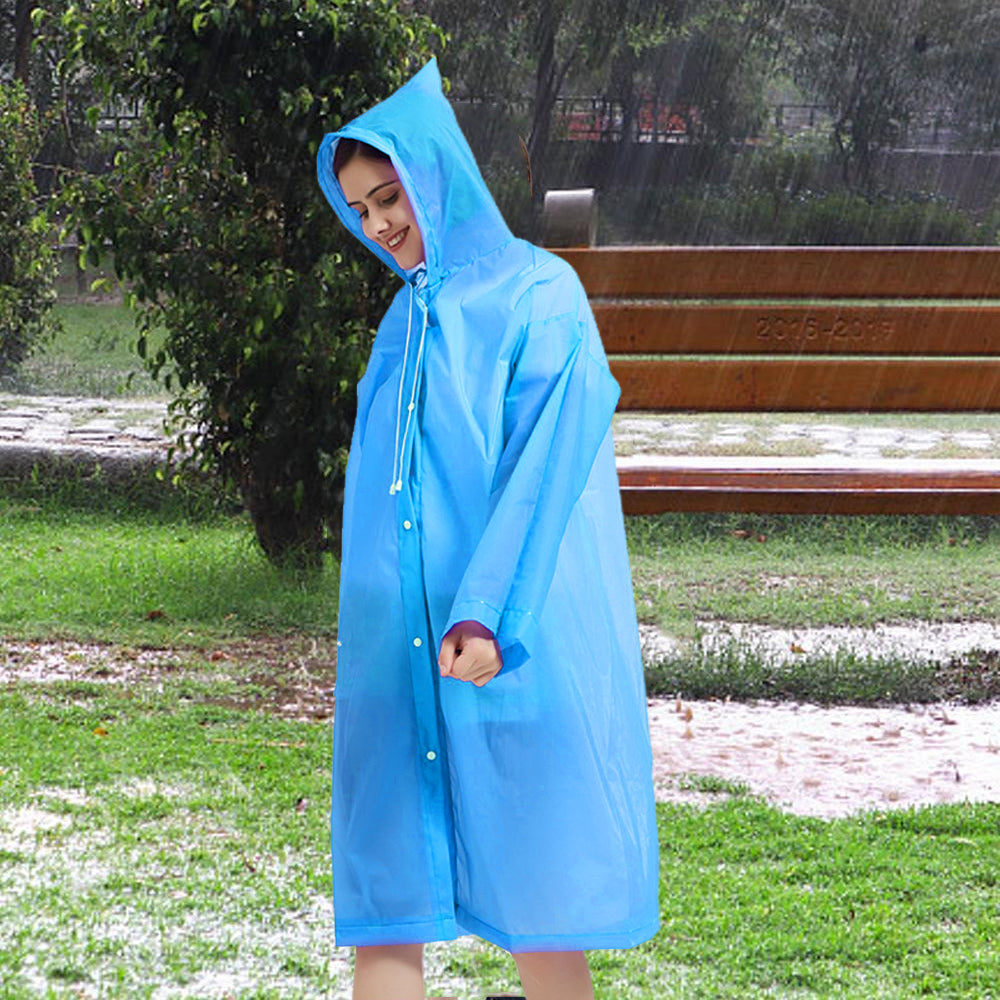 EVA Reusable Unisex Waterproof Hooded Raincoat