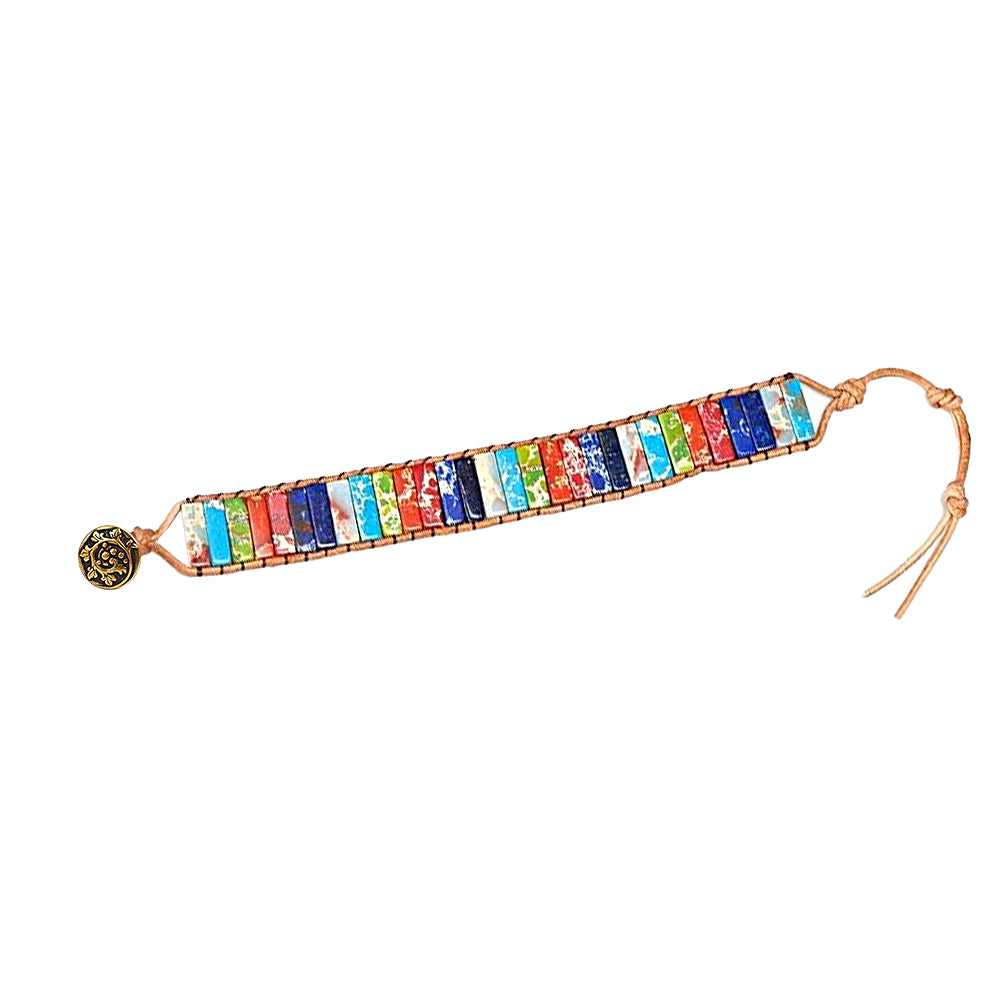 7 Chakra Boho Leather Wrap Bracelet