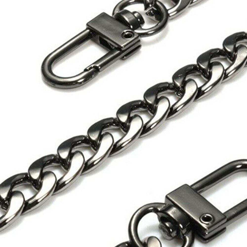 2Pcs Flat Chain Shoulder Strap Replacement Metal Bag Strap with Hook Clasps for Handbags Purses