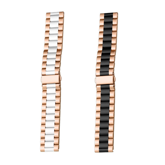 2Pcs Stainless Steel Watch Band Metal Strap for iWatch 7 Series-Black and White