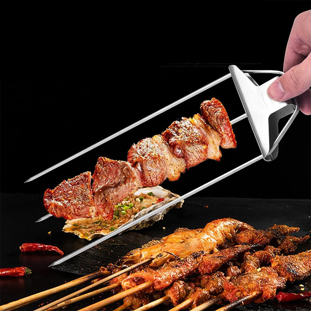 2Pcs 3-Way Stainless Steel Grilling Sticks for BBQ Kebab