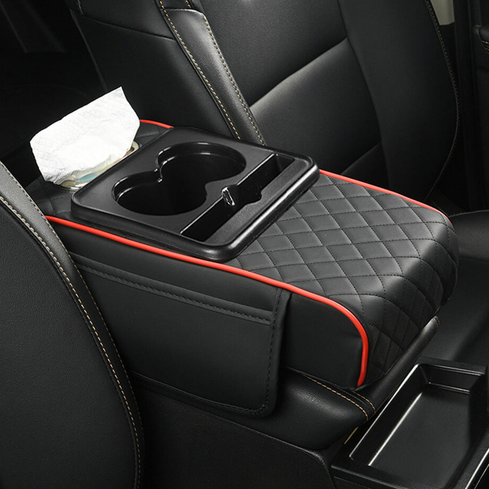Car Armrest Cushion Organizer with Cup Holder Multi Functional Center Console Booster Pad
