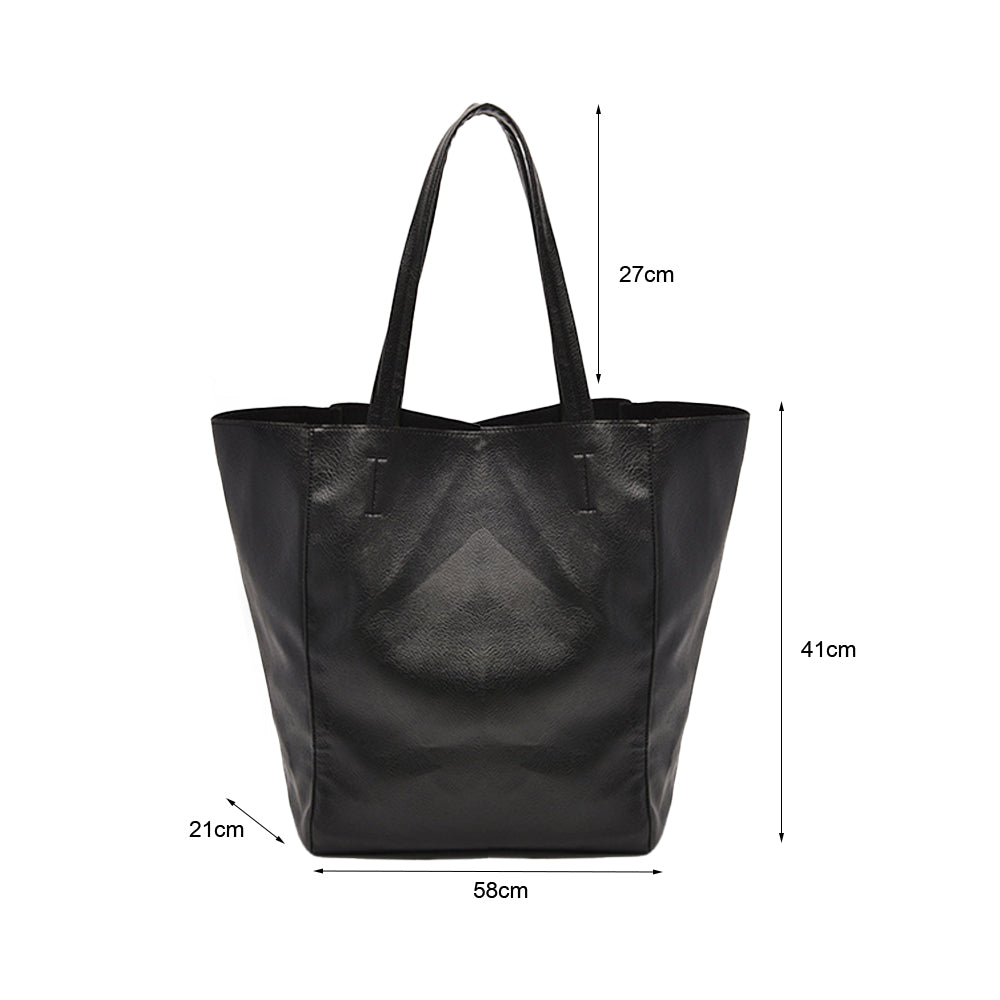 PU Leather Oversized Tote Bag with Internal Cosmetic Bag