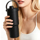 Dual Lid Tumbler with Straw 735ml Large Capacity Vacuum Insulated Water Bottle