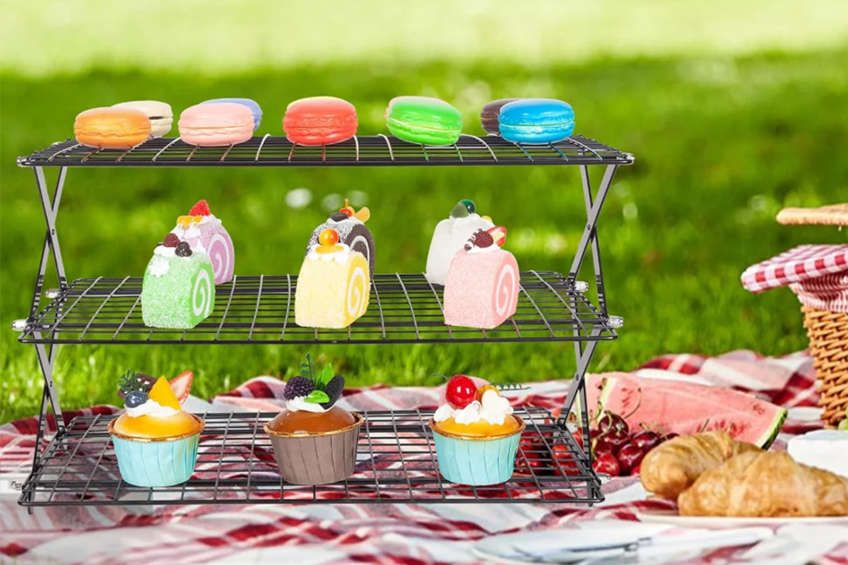 3-4 Tier Foldable Cooling Rack Stackable Wire Rack for Baking and Cooking