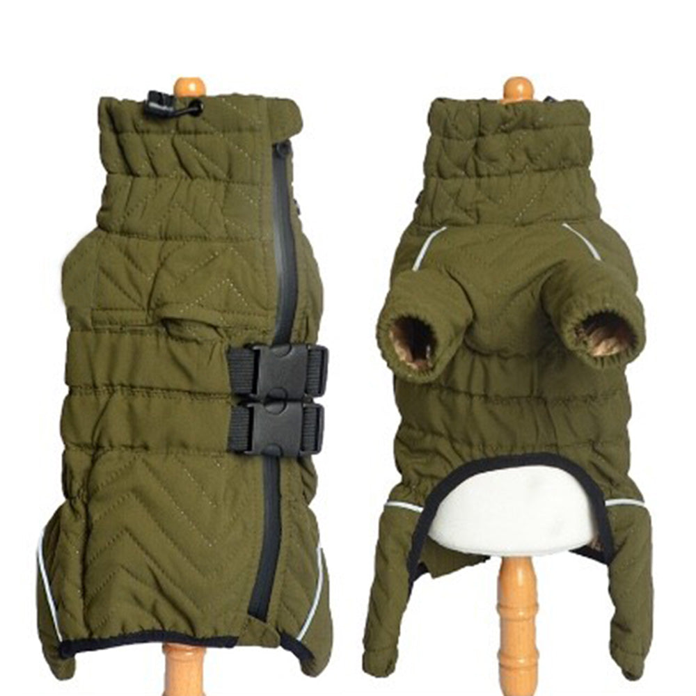 Dog Coat 4 Legs Covered Windproof Waterproof Dog Winter Jacket-Green