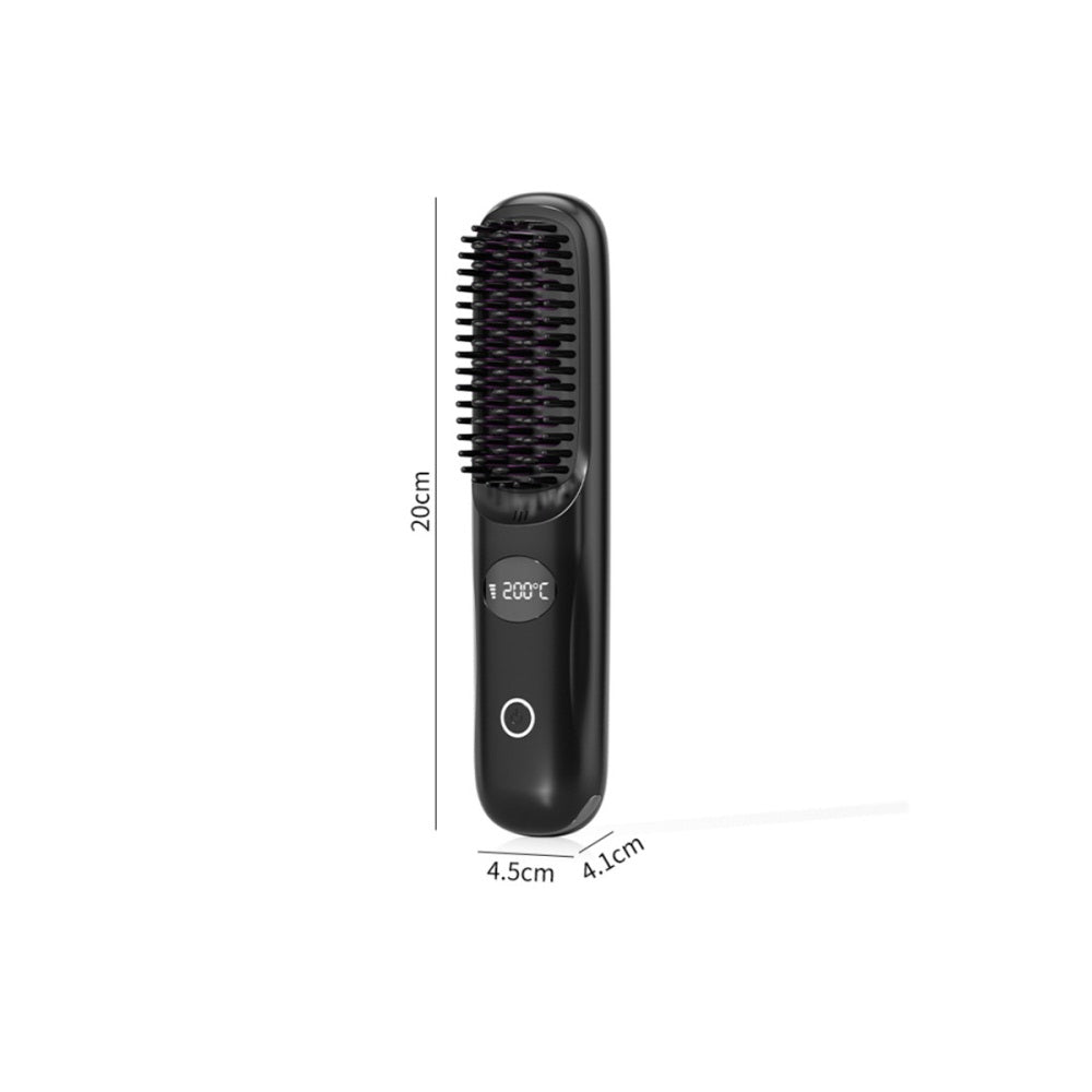 USB Rechargeable Hair Straightening Brush with LED Screen