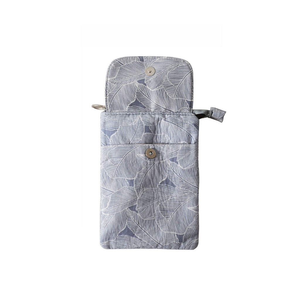 5 Layer Leaf Pattern Canvas Cell Phone Crossbody Bag