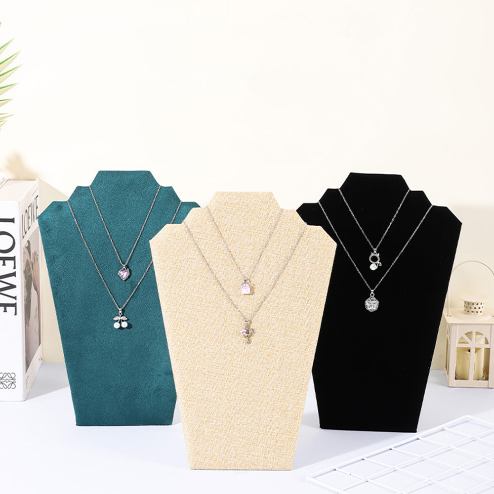 2Pcs Foldable Flannel Necklace Jewelry Bust Display Stands