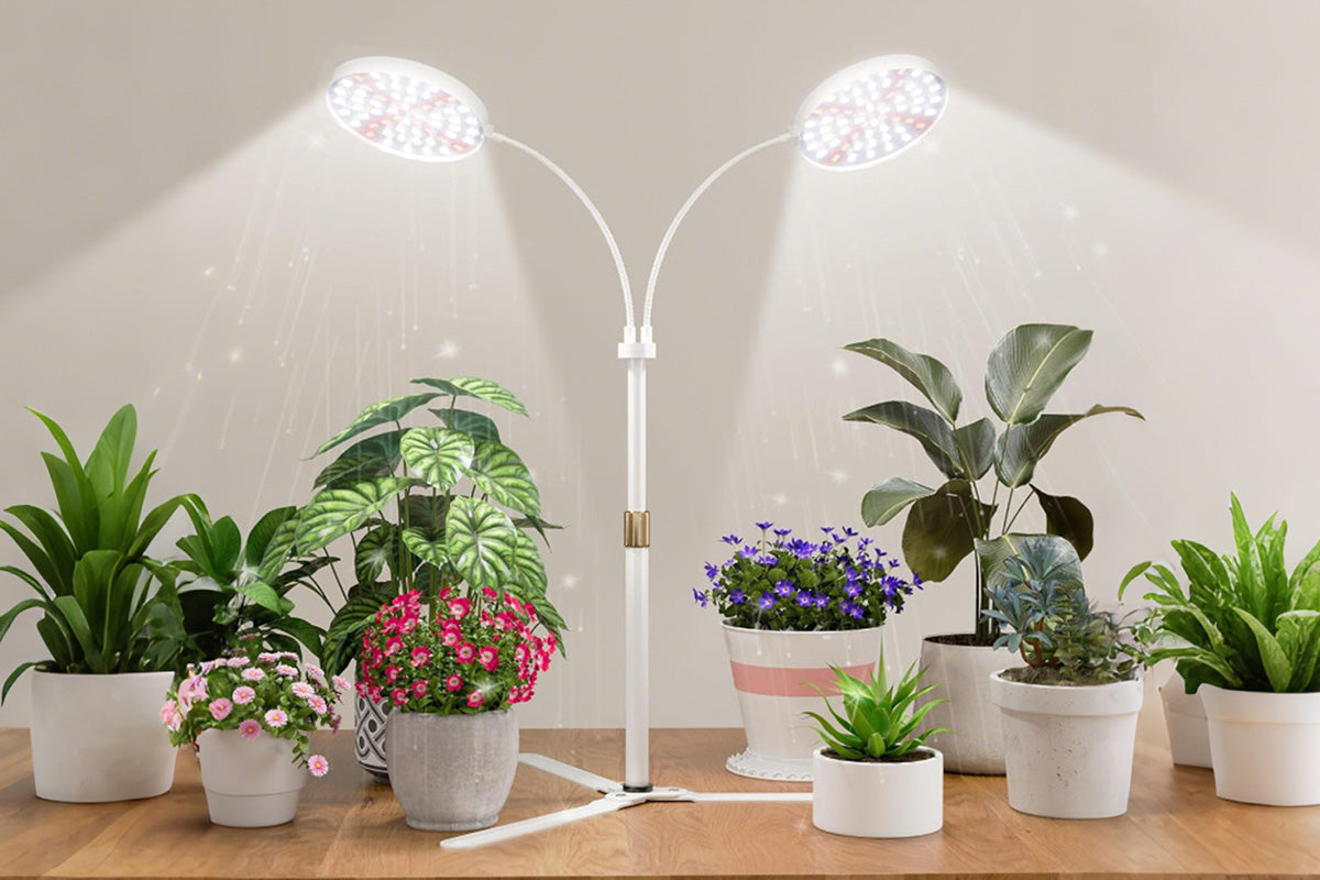 LED Grow Light Dual Head Full Spectrum Adjustable Plant Lamp for Indoor Plants